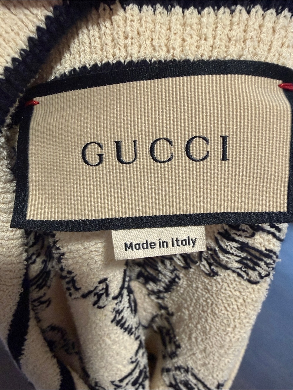 Gucci Ivory Knit Polo Top with Black GG Motif - Picture 2 of 3